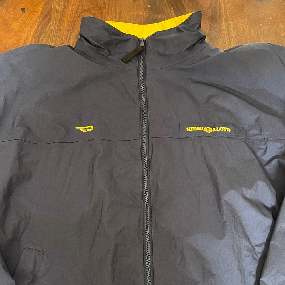 Henri Lloyd Navy Windbreaker with Yellow Accents Men’s Large